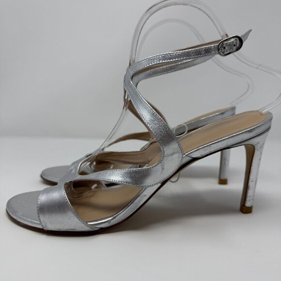 Stuart Weitzman Mariposa 80s Strappy Sandal Heels Women's 9B Silver Formal NWOB - Picture 10 of 16